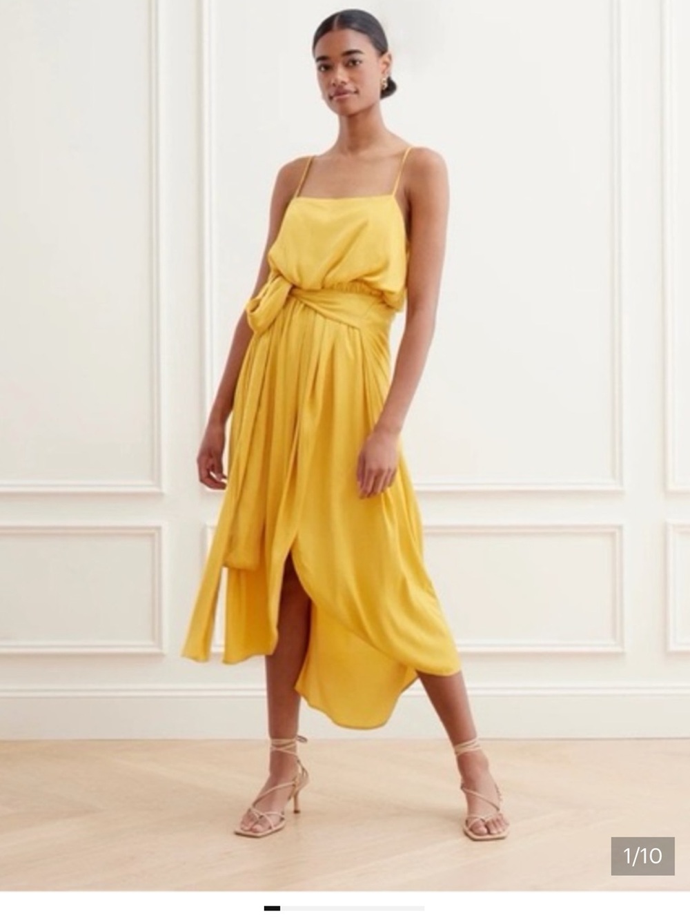 Modern Citizen Yellow High-Low Wrap Midi Dress in Size Medium